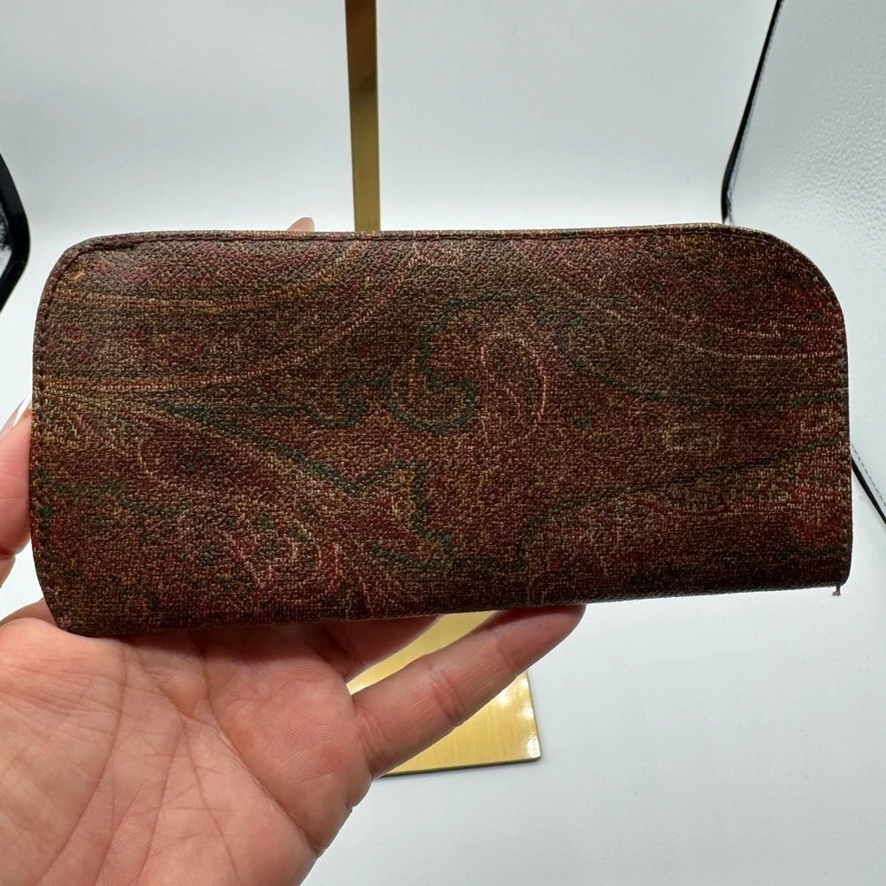 Etro Paisley Zip Wallet in Brown and Burgundy Tones